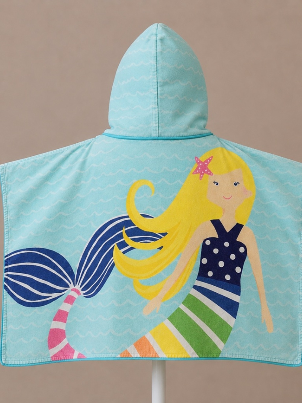 Pottery Barn Kids Mermaid Hooded Beach Bath Towel Aqua Blue